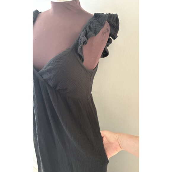 Magaschoni Maxi Dress Size S Black Babydoll Gauze Flutter Whimsigoth Witchy - Picture 4 of 16